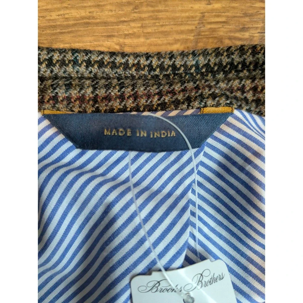 NWT Brooks Brothers Regent Fit Houndstooth Blazer Mens 48R‎ Tweed Elbow Patches